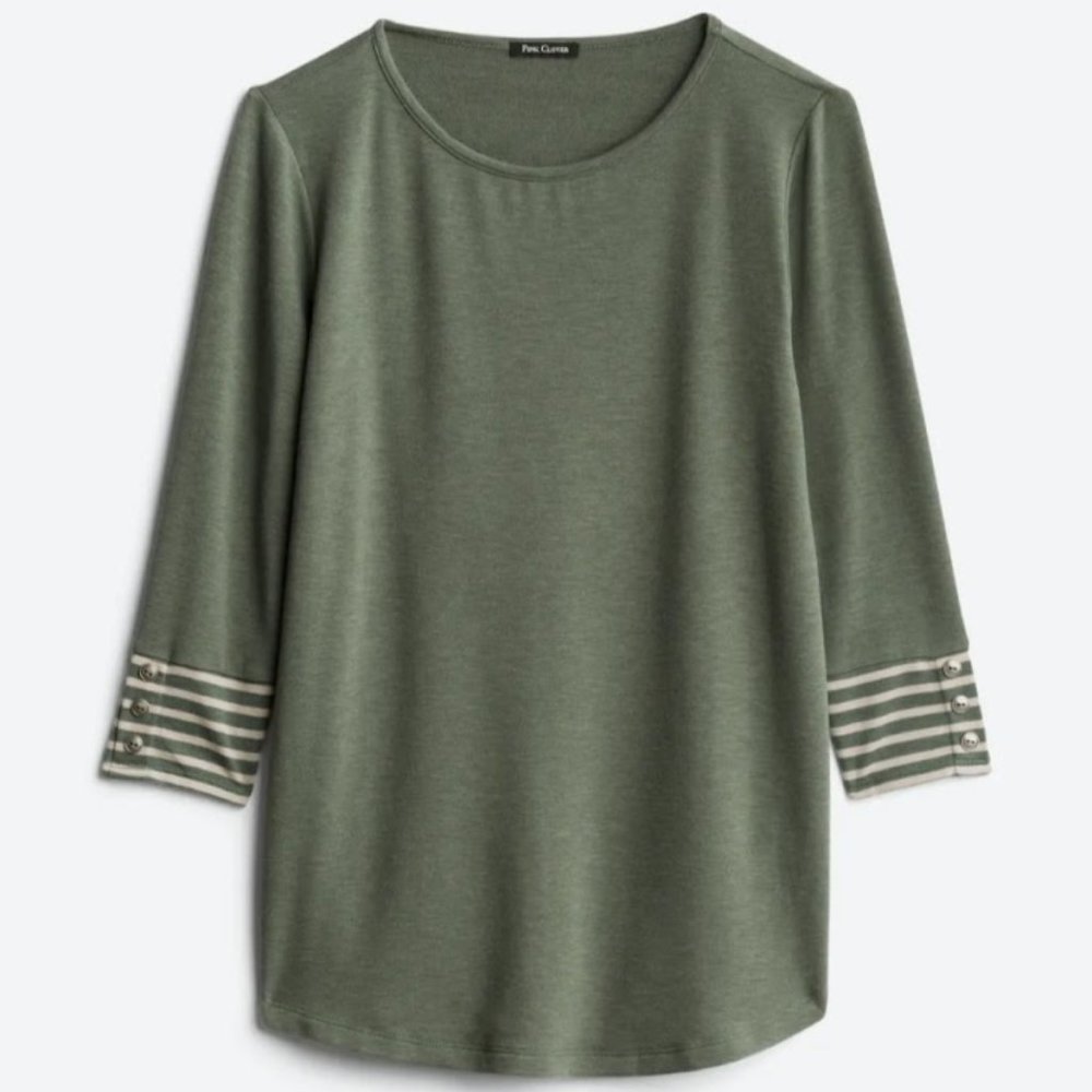 PINK CLOVER Kalonice Button Cuff Sleeve Knit Top